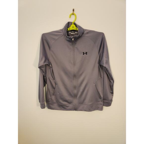 Under Armour Jacket Mens Large Gray Soft Shell Long Sleeve Zip Athleisure Bomber - Picture 3 of 13